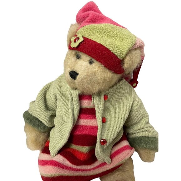 Bearington Collection Stuffed Teddy Bear 16" Striped Dress & Jacket With Red Boo - Picture 2 of 9